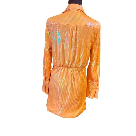 House Of Harlow 1960 Sequins Wrap Dress Orange NWT Small - Picture 4 of 14